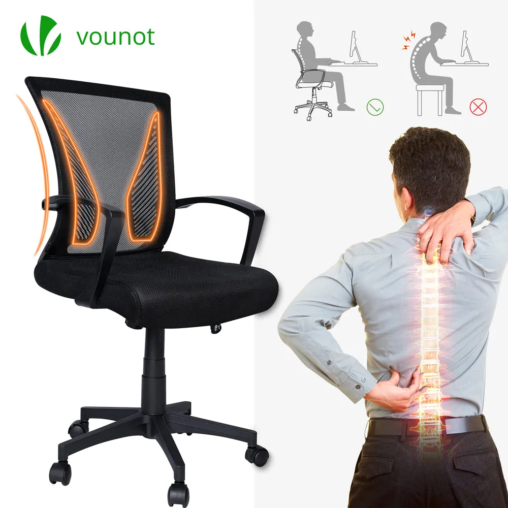 VOUNOT Sedia Ufficio Ergonomica Nera Rete Traspirante