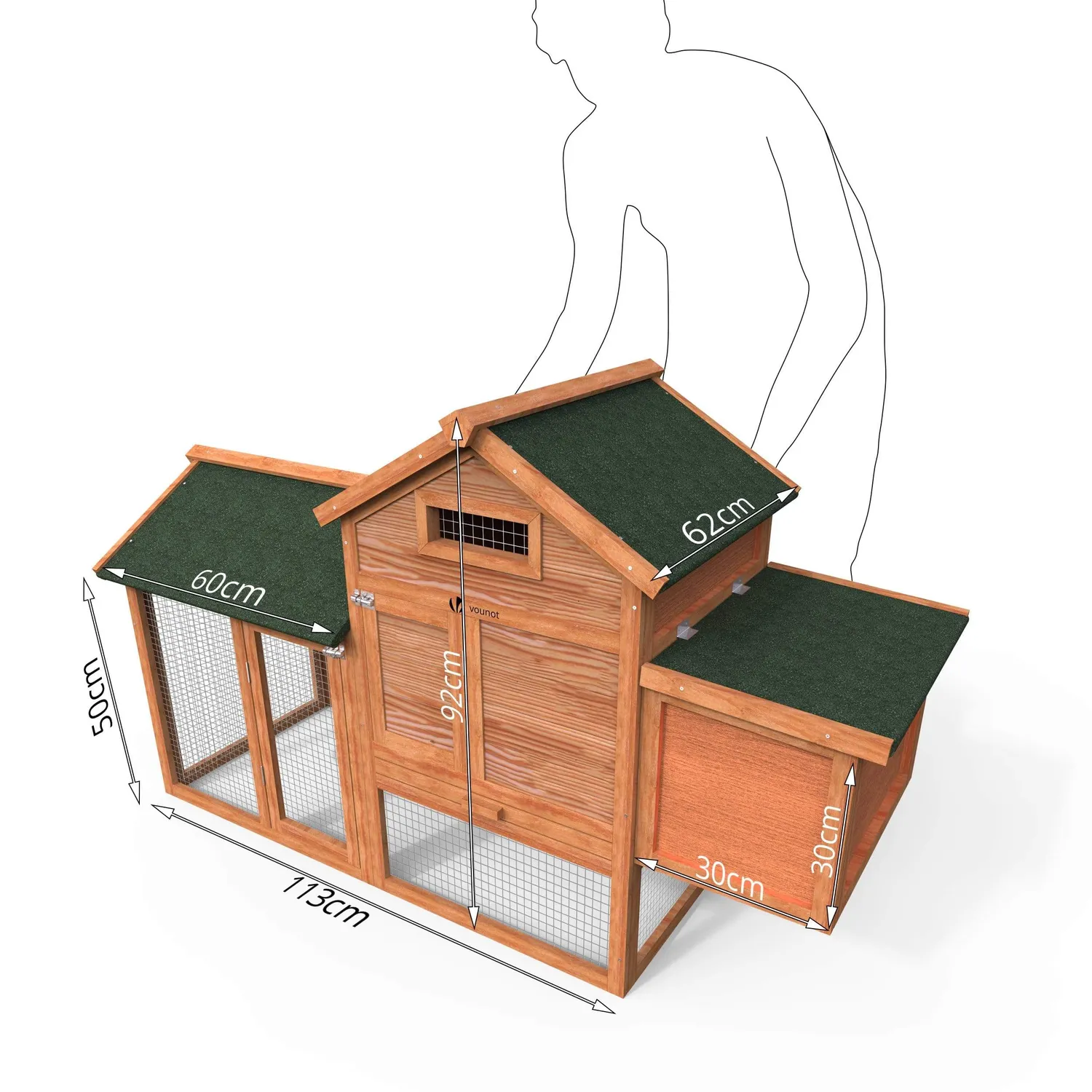 VOUNOT Pollaio in Legno per 2 Galline con Posaio e Nido