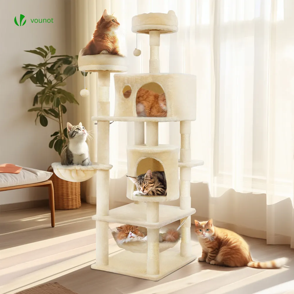 Vounot albero gatto grande 5 livelli 168 cm beige sisal