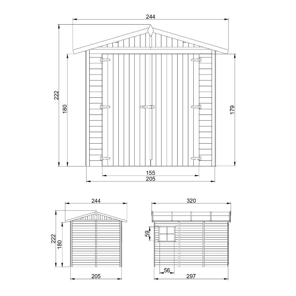 Timbela M105 garage legno 297x205 cm 6 mq porte ampie
