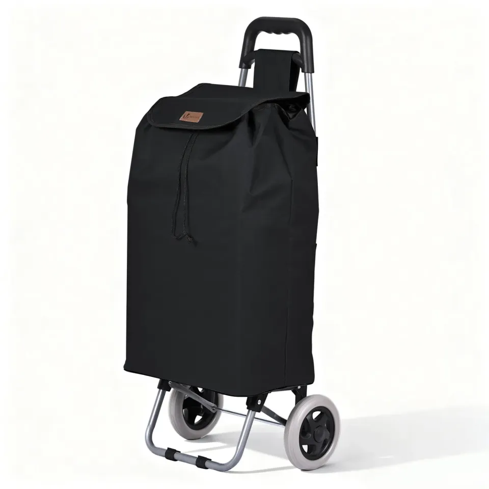 VOUNOT Carrello Spesa 59L Nero 2 Ruote Pieghevole