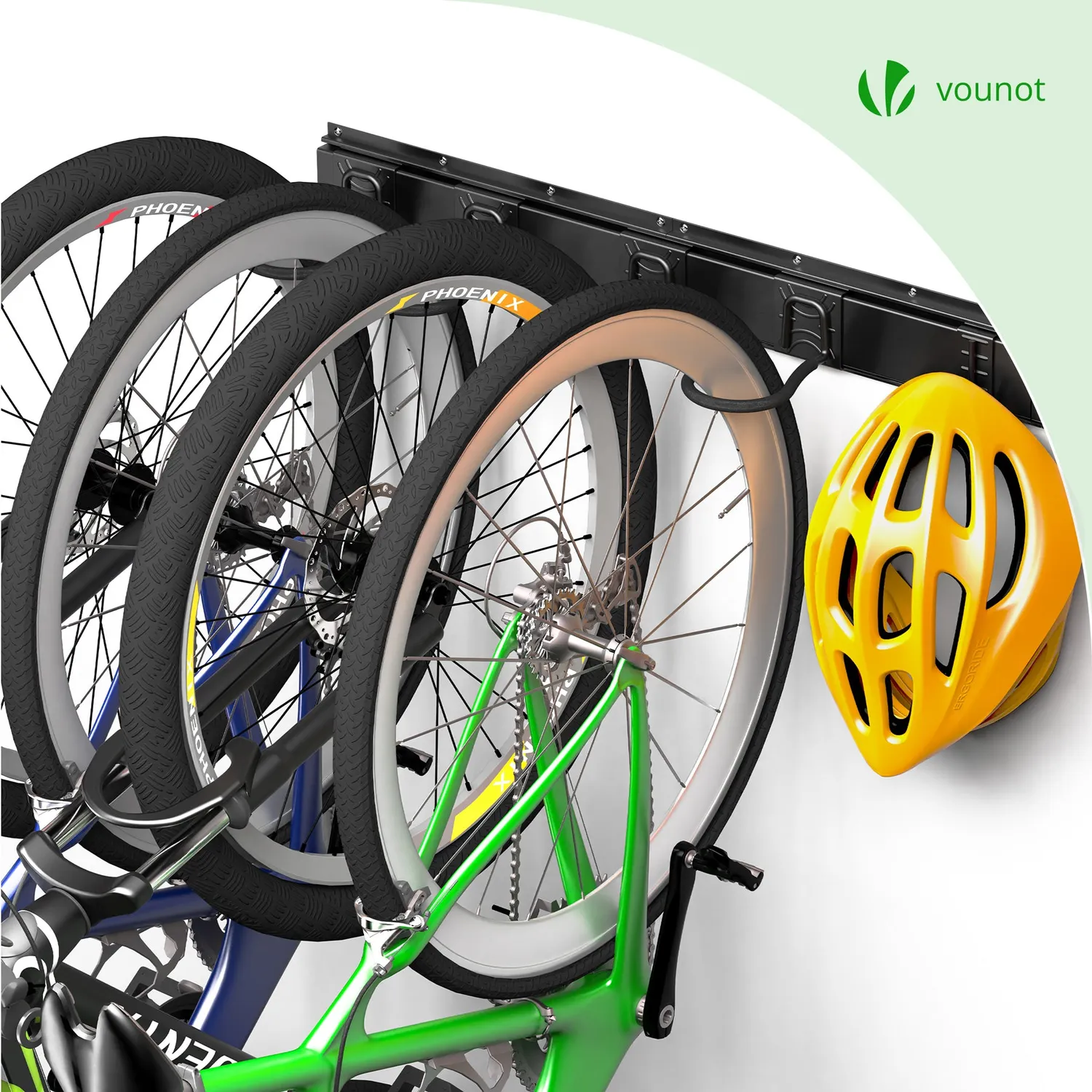 VOUNOT Portabici Muro 6 Bici+3 Caschi Nero Metallo 123 cm