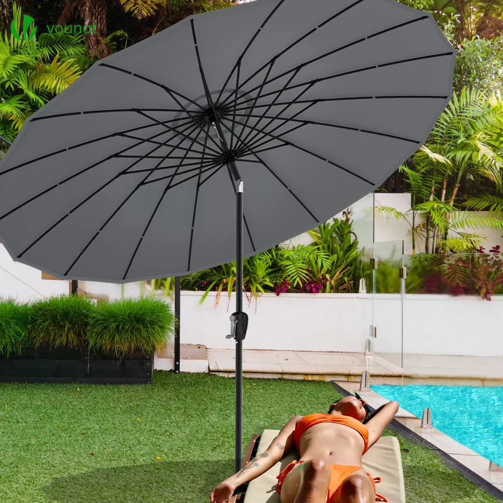 VOUNOT Shanghai Ombrellone Inclinabile 270cm Grigio Anti-UV