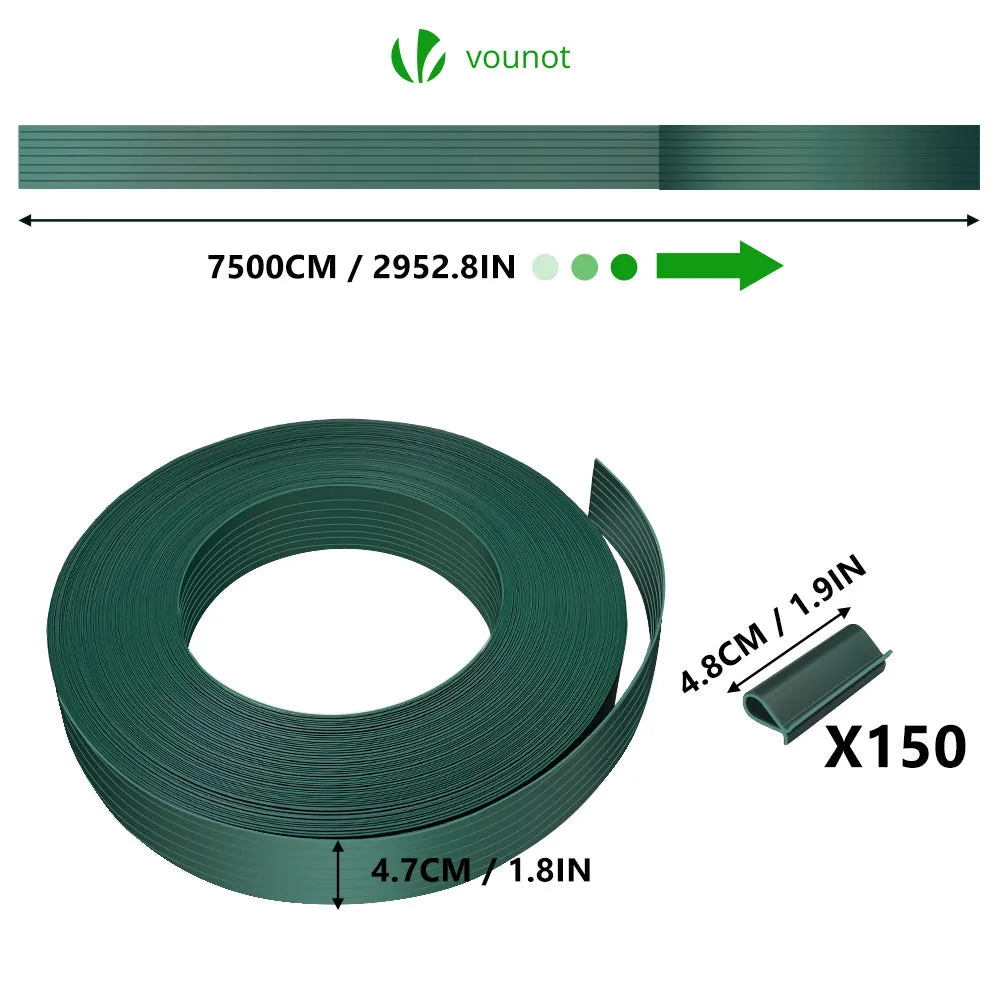 VOUNOT Strisce Frangivista PVC Verde 75m 4,7cm 150Clip