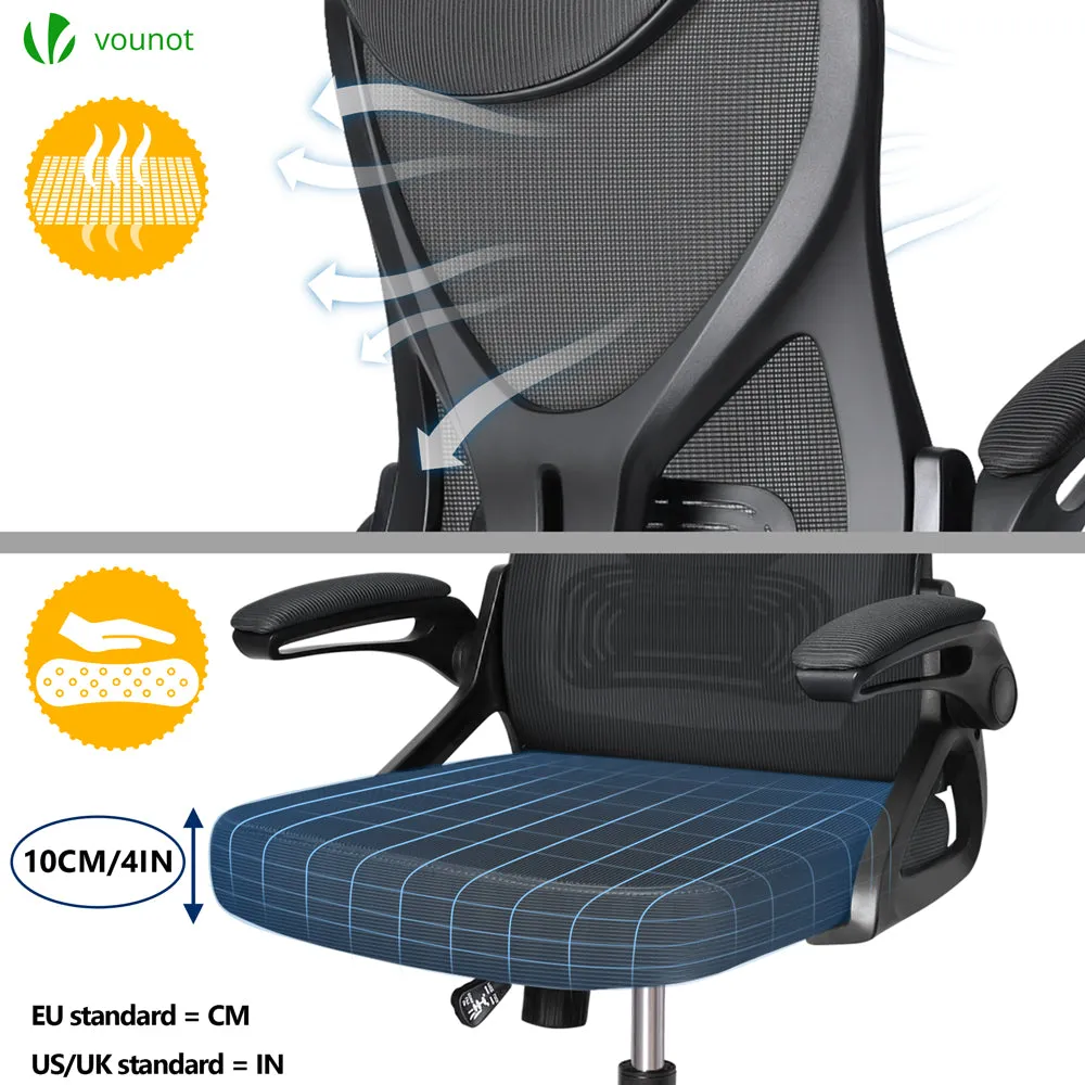 VOUNOT Sedia Ufficio Ergonomica Nera Poggiatesta Rete