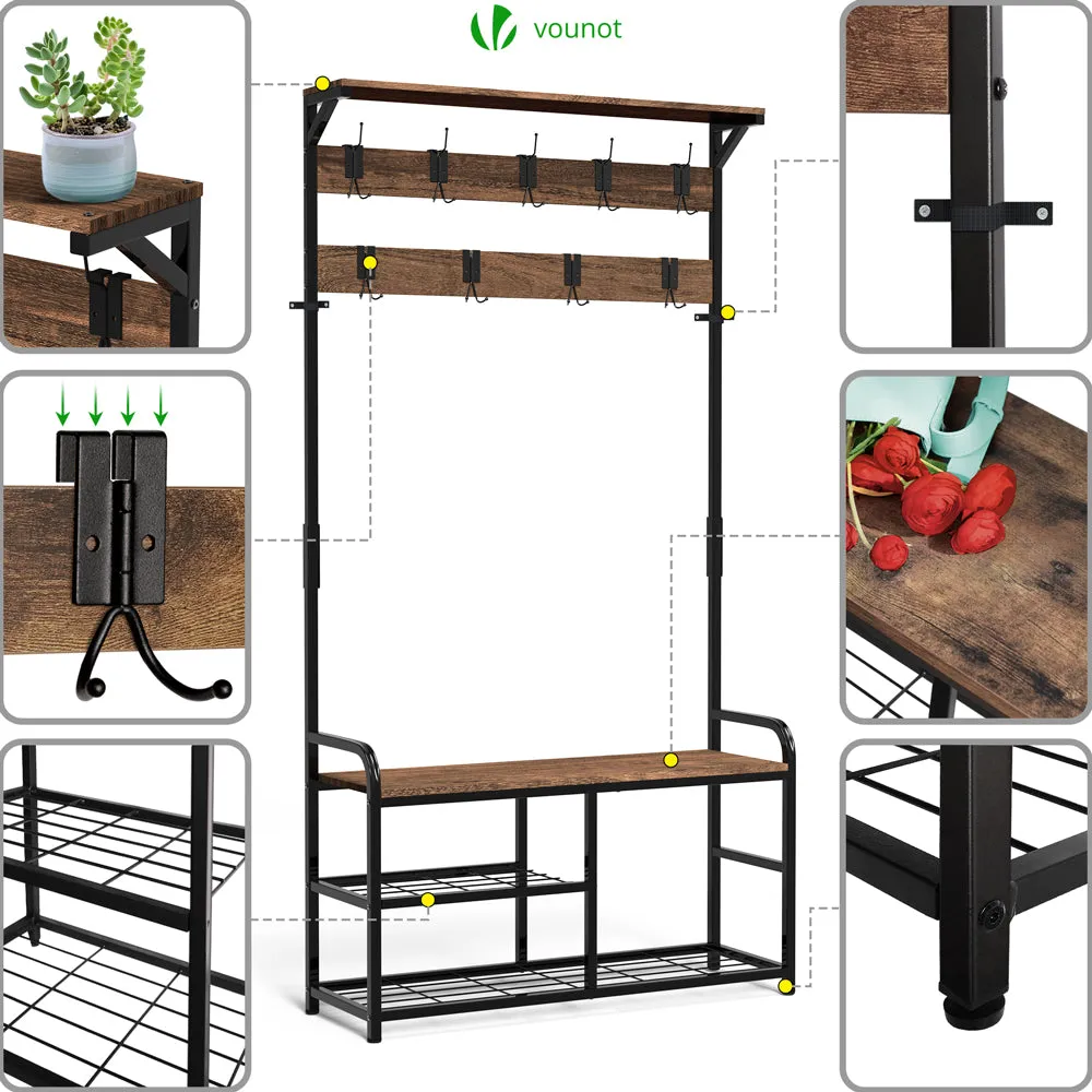 VOUNOT Mobile Ingresso con Panca 185x85x33cm 9 Ganci
