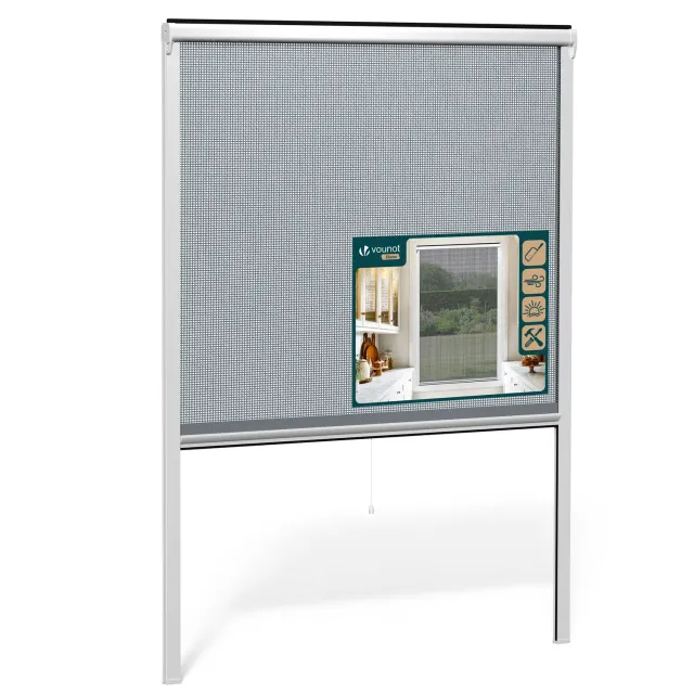 VOUNOT zanzariera finestra avvolgibile bianca 130x160 cm