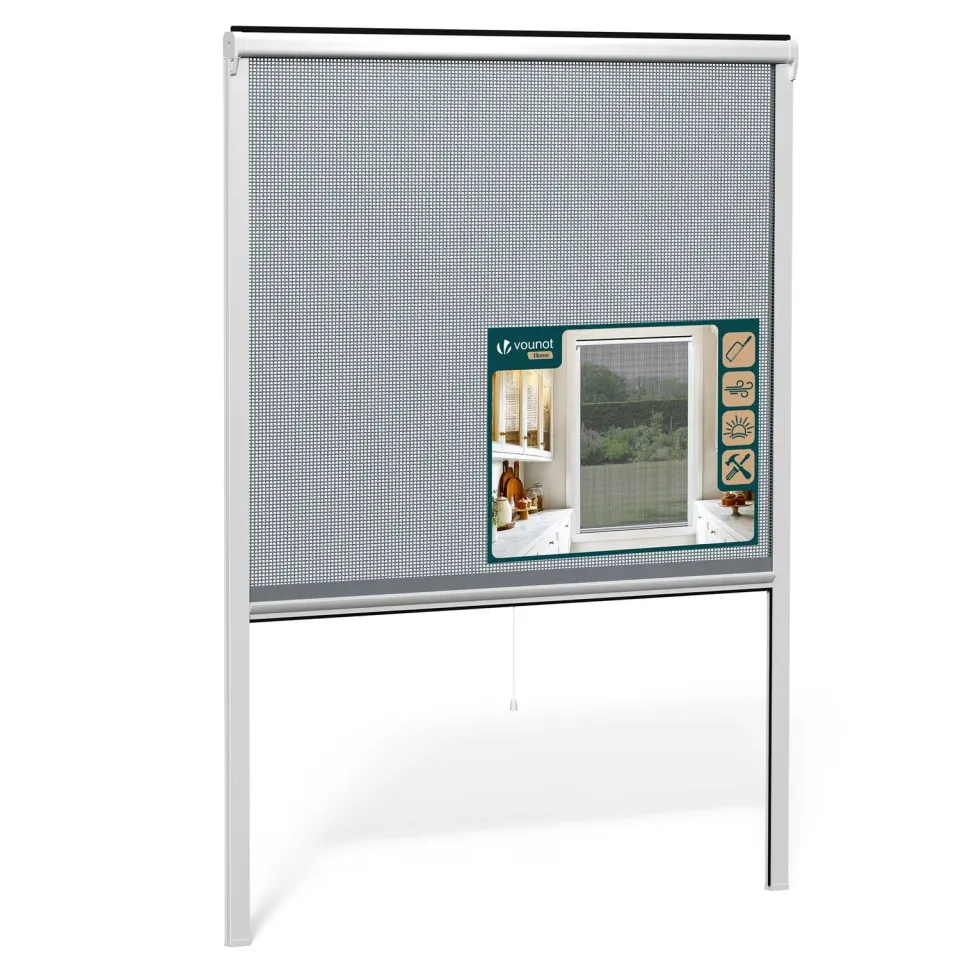 VOUNOT zanzariera finestra avvolgibile bianca 130x160 cm