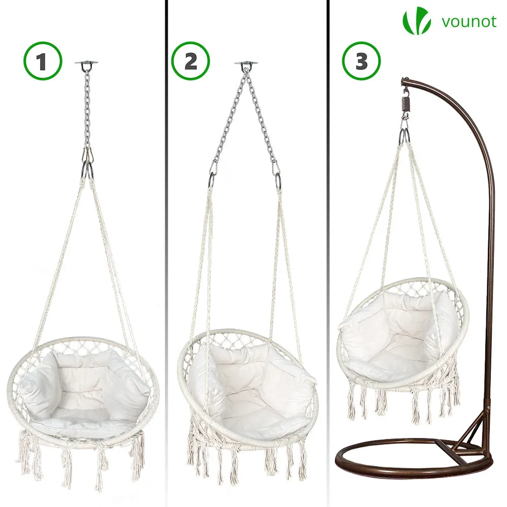 Vounot poltrona sospesa beige con cuscino 120 kg