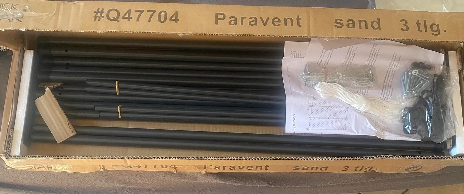 QUICK STAR paravento 3 pannelli 170x165 cm beige da esterno