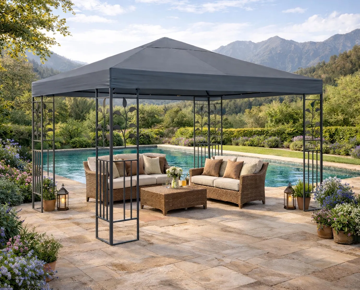 Quick Star tetto ricambio gazebo 3x3 m grigio 260 g