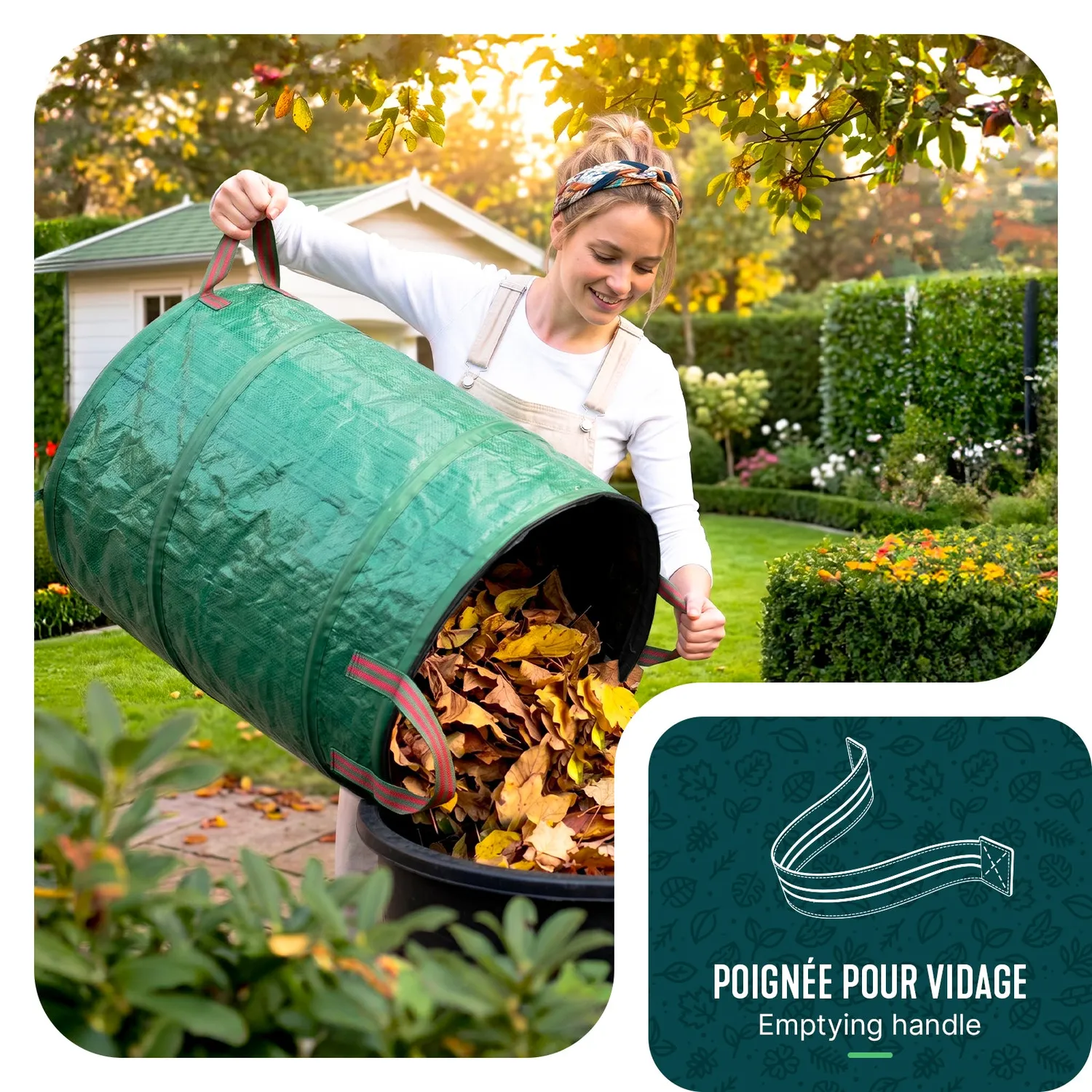 Vounot Sacco Giardino Pop-Up 170L 3 Pezzi con Maniglie