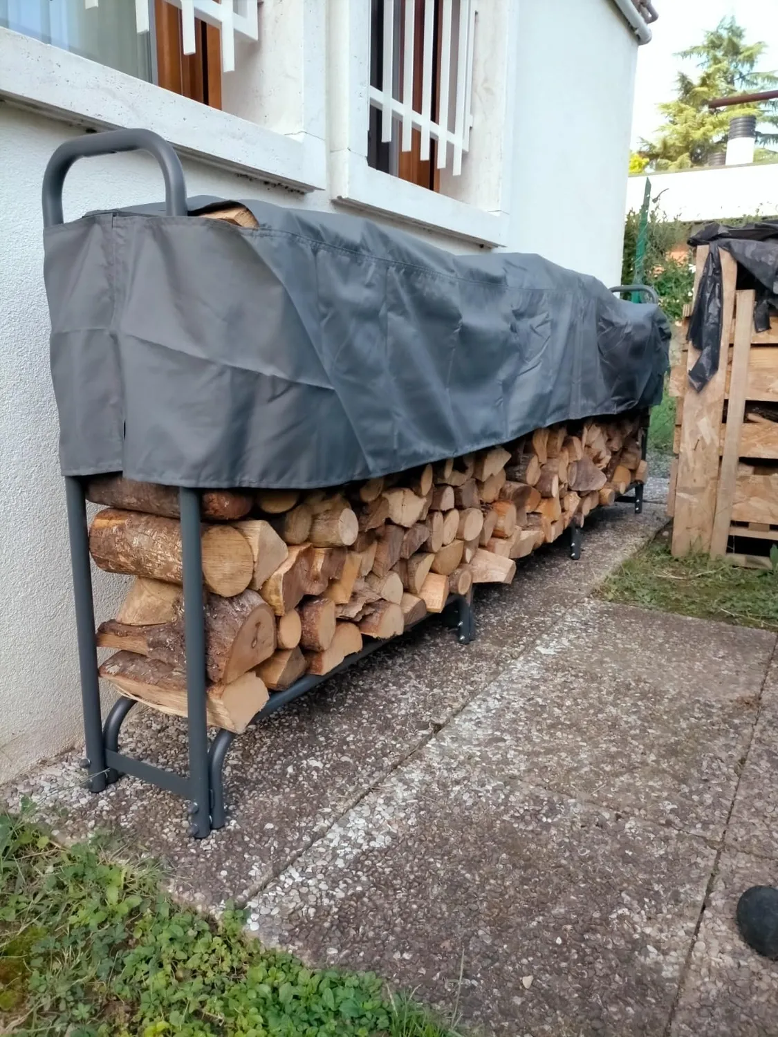 Quick Star scaffale legna metallo 272x25x95 cm con copertura