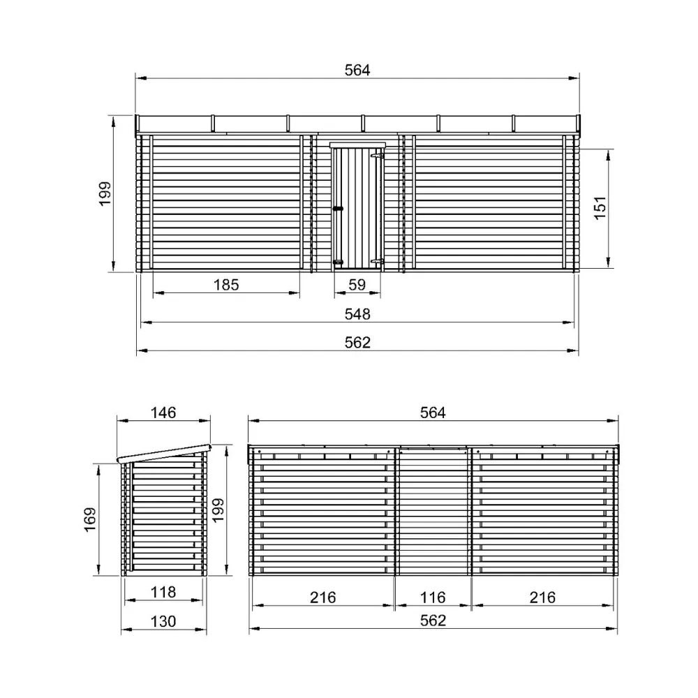 Timbela M206 legnaia legno 562x130 cm 7,38 mc