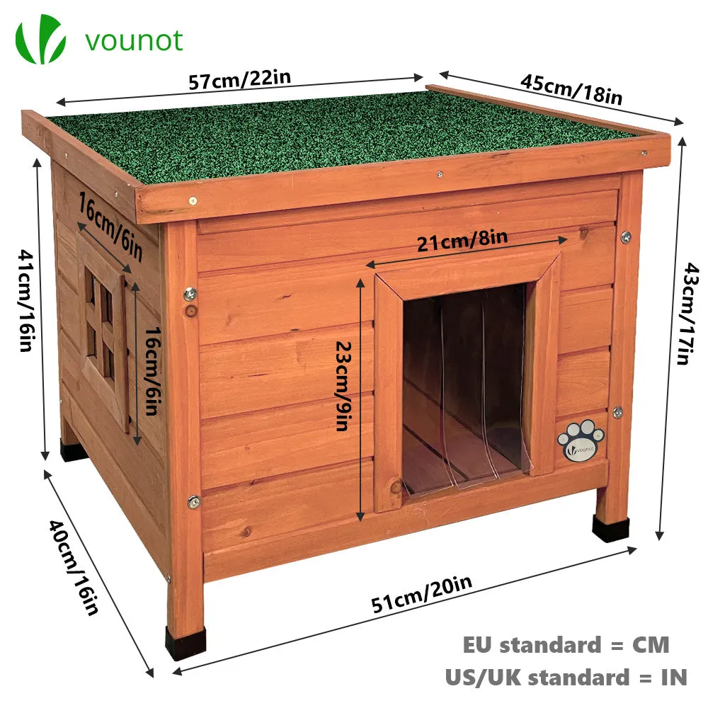 Vounot casetta gatto legno 57x45x43 cm tetto bituminoso esterno