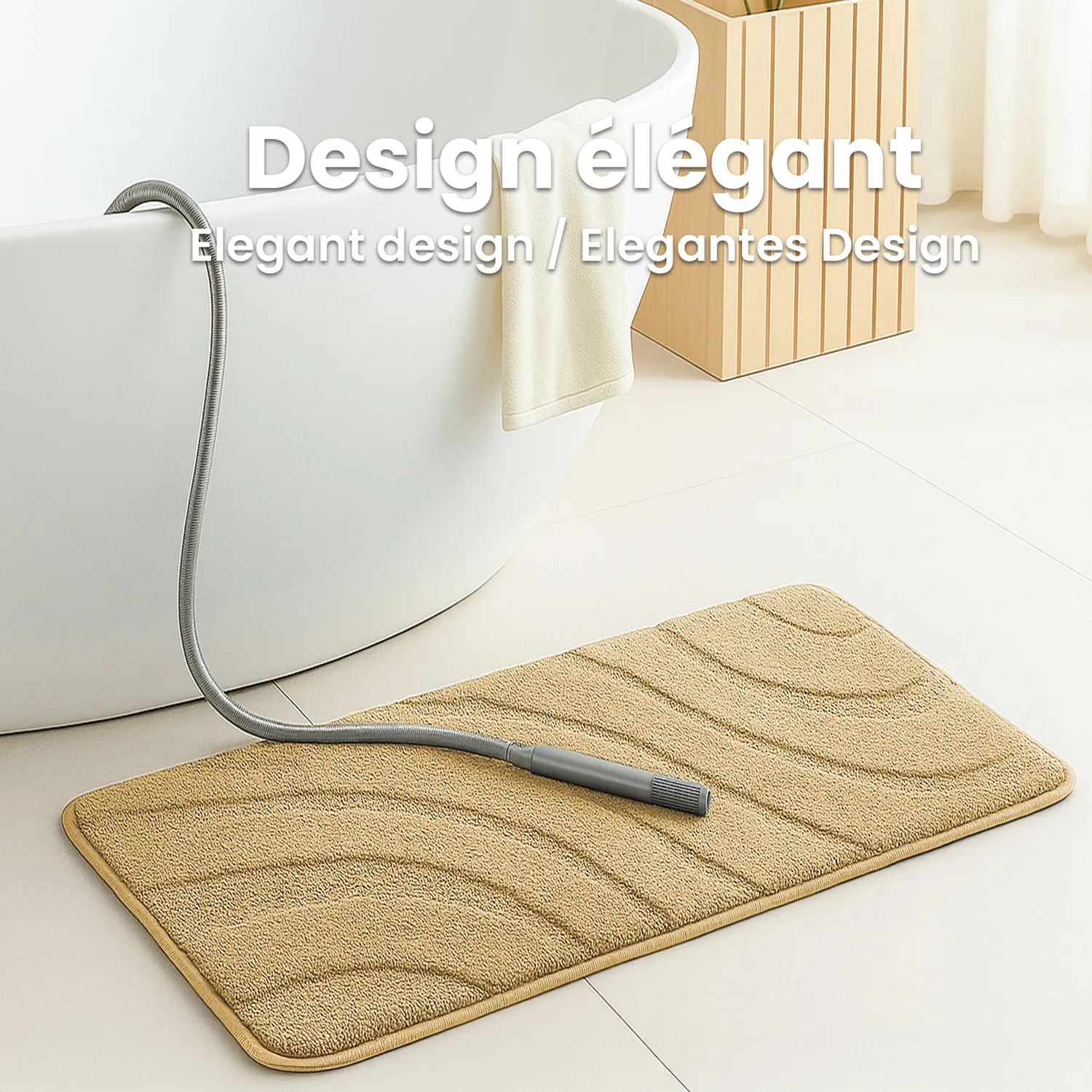 Vounot tappeti bagno 60x90 beige microfibra 2 pezzi