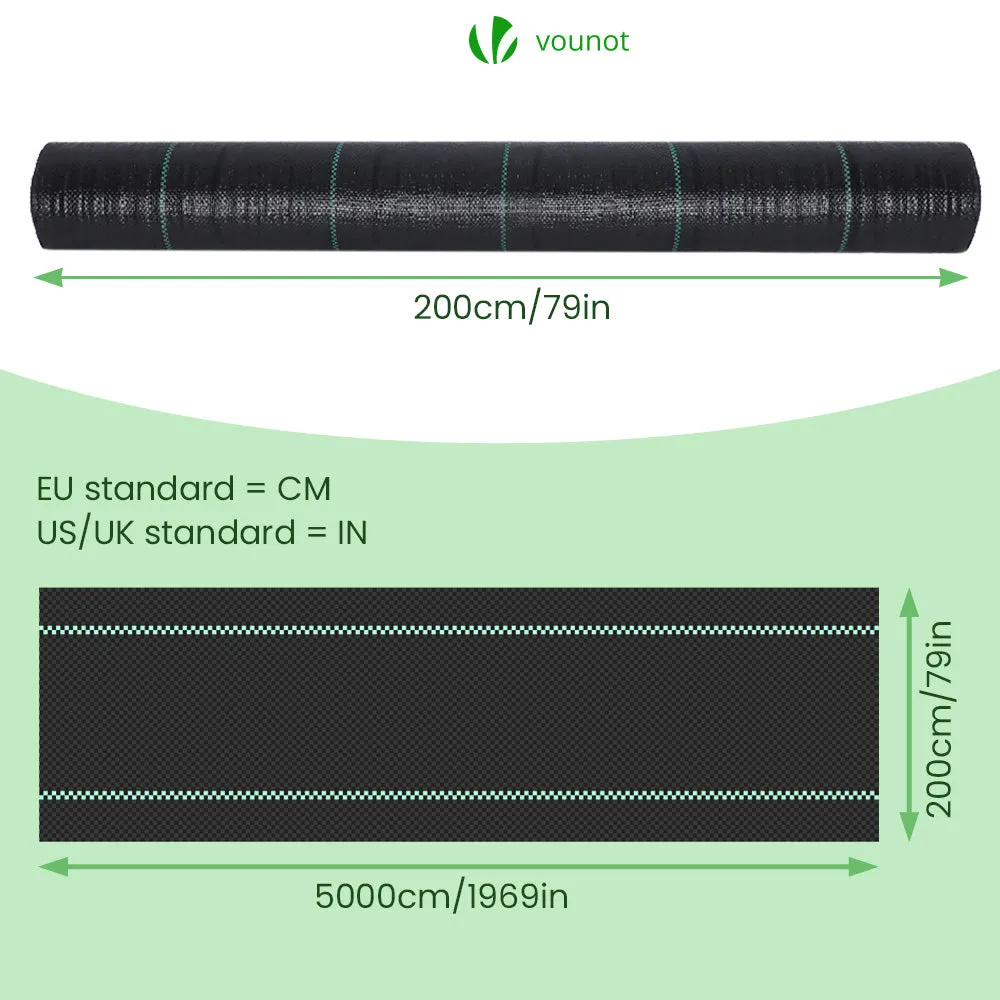 VOUNOT Telo pacciamatura anti-erbacce 50x2 m nero anti-UV