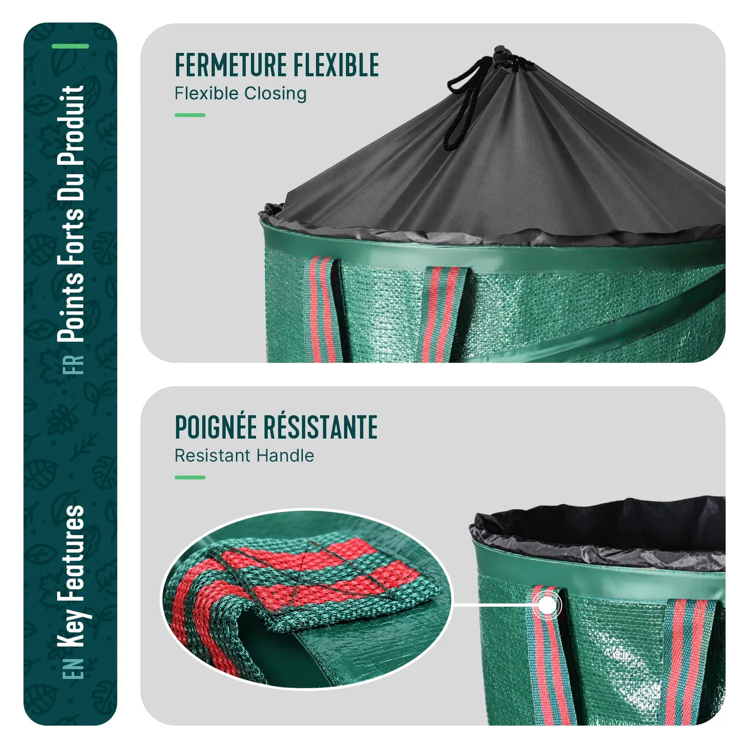 Vounot sacchi giardino pop-up 100 L set 3 pezzi con maniglie