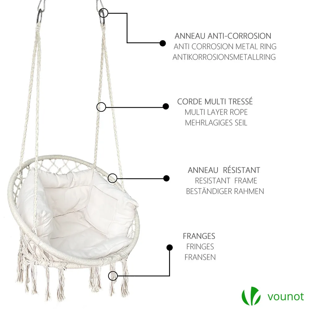 Vounot poltrona sospesa beige con cuscino 120 kg