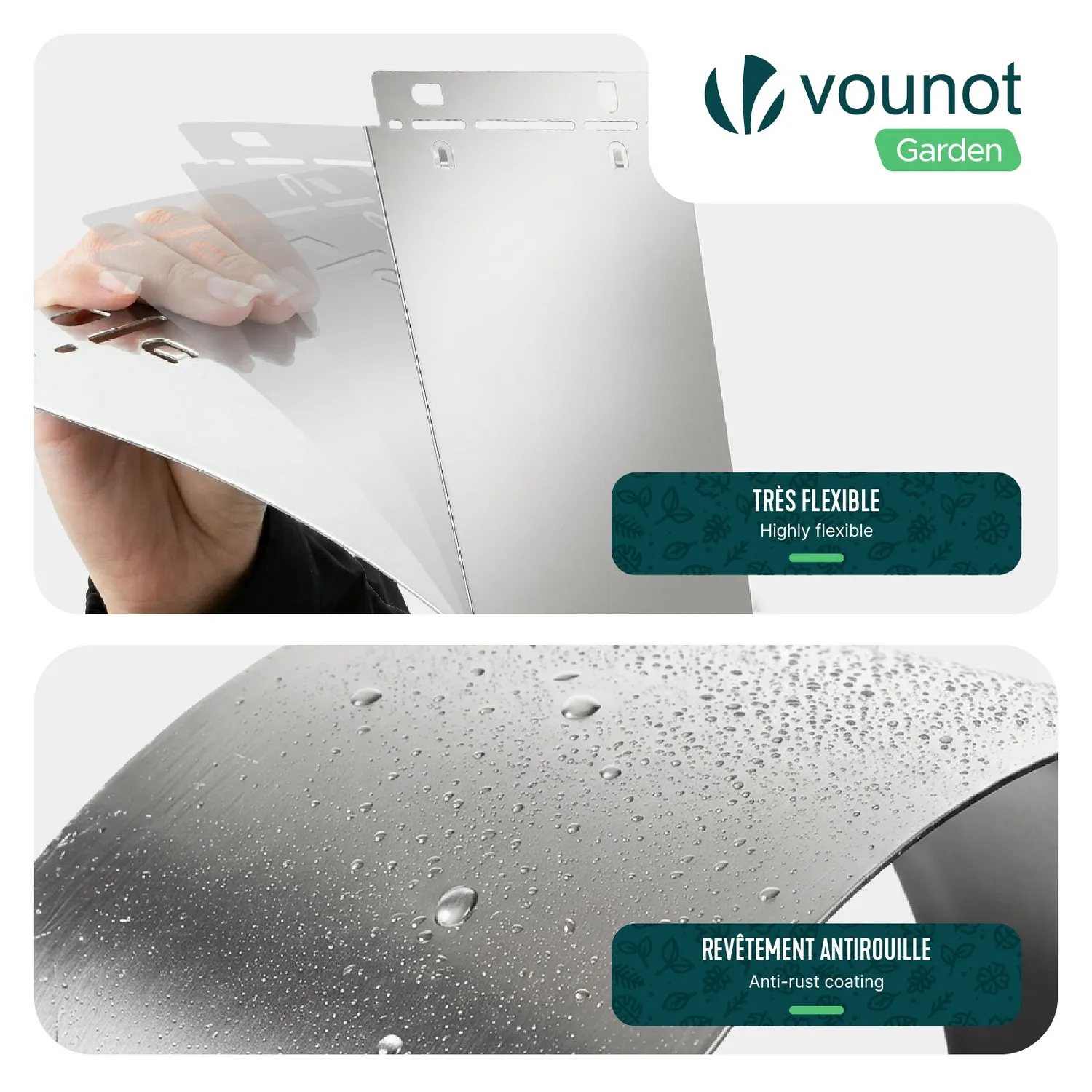 Vounot Bordura Giardino Metallo Zincato 100x18cm 10 Pezzi Flessibile