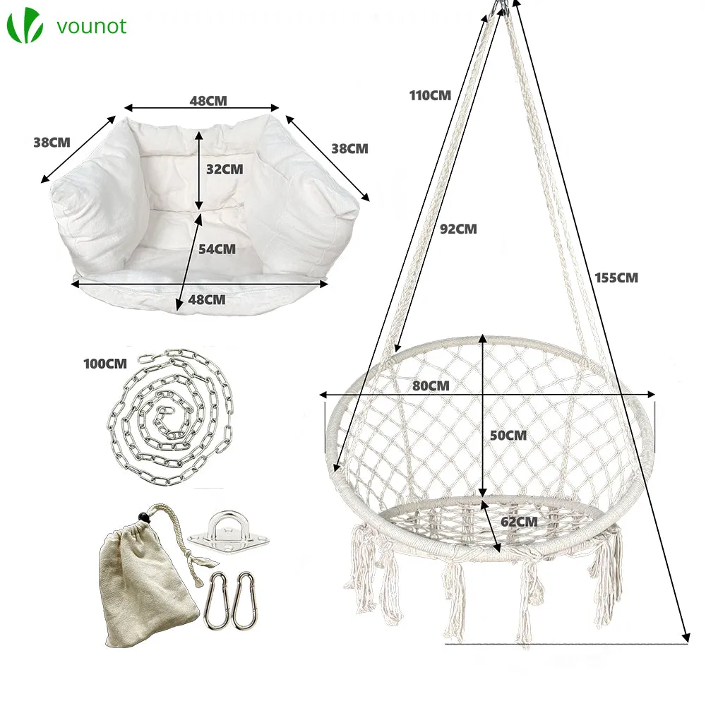 Vounot poltrona sospesa beige con cuscino 120 kg