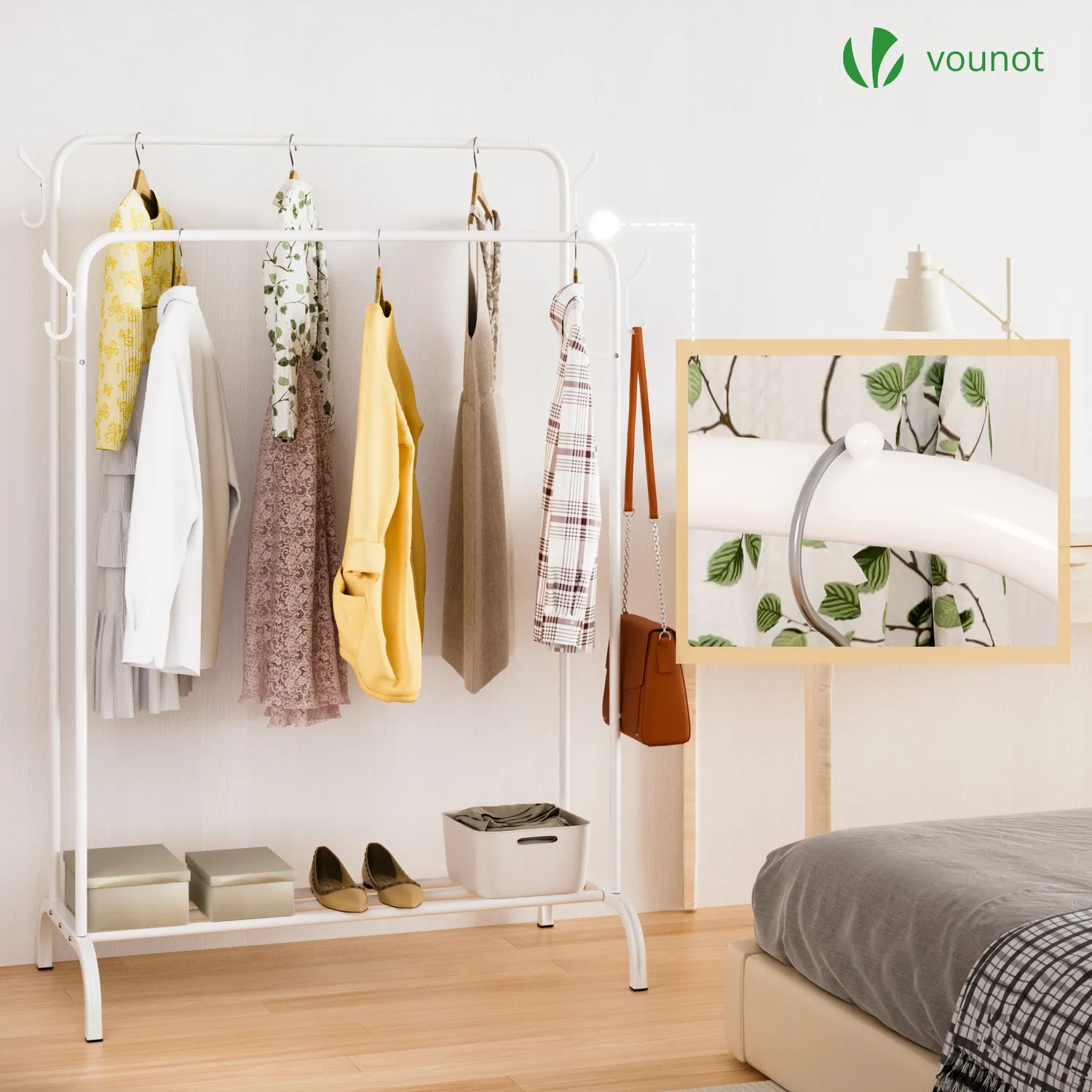 Vounot Stand Appendiabiti Doppio Bianco 110x58x150 cm