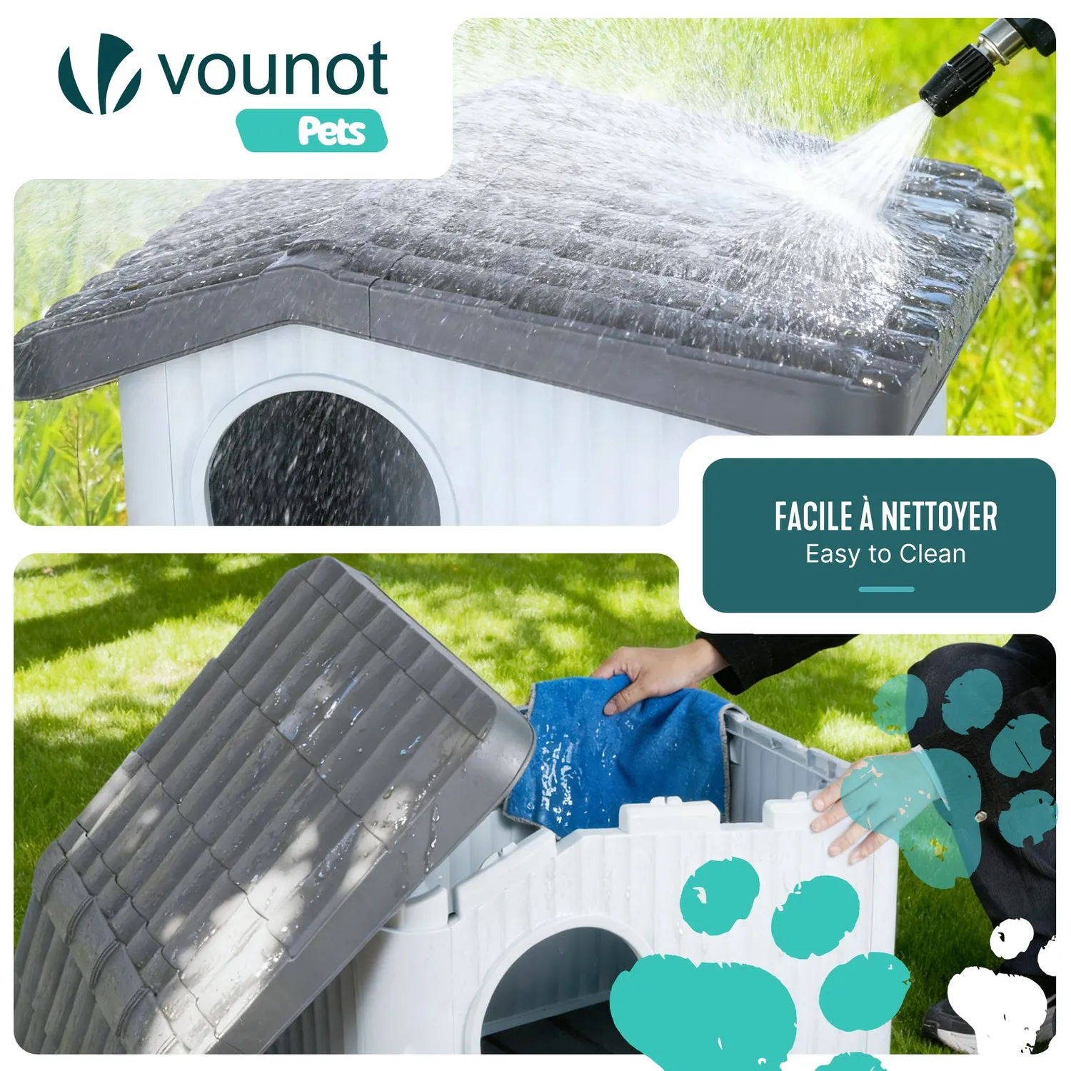 VOUNOT Cuccia Plastica Gatto Cane 60x51x41cm Bianca Esterno