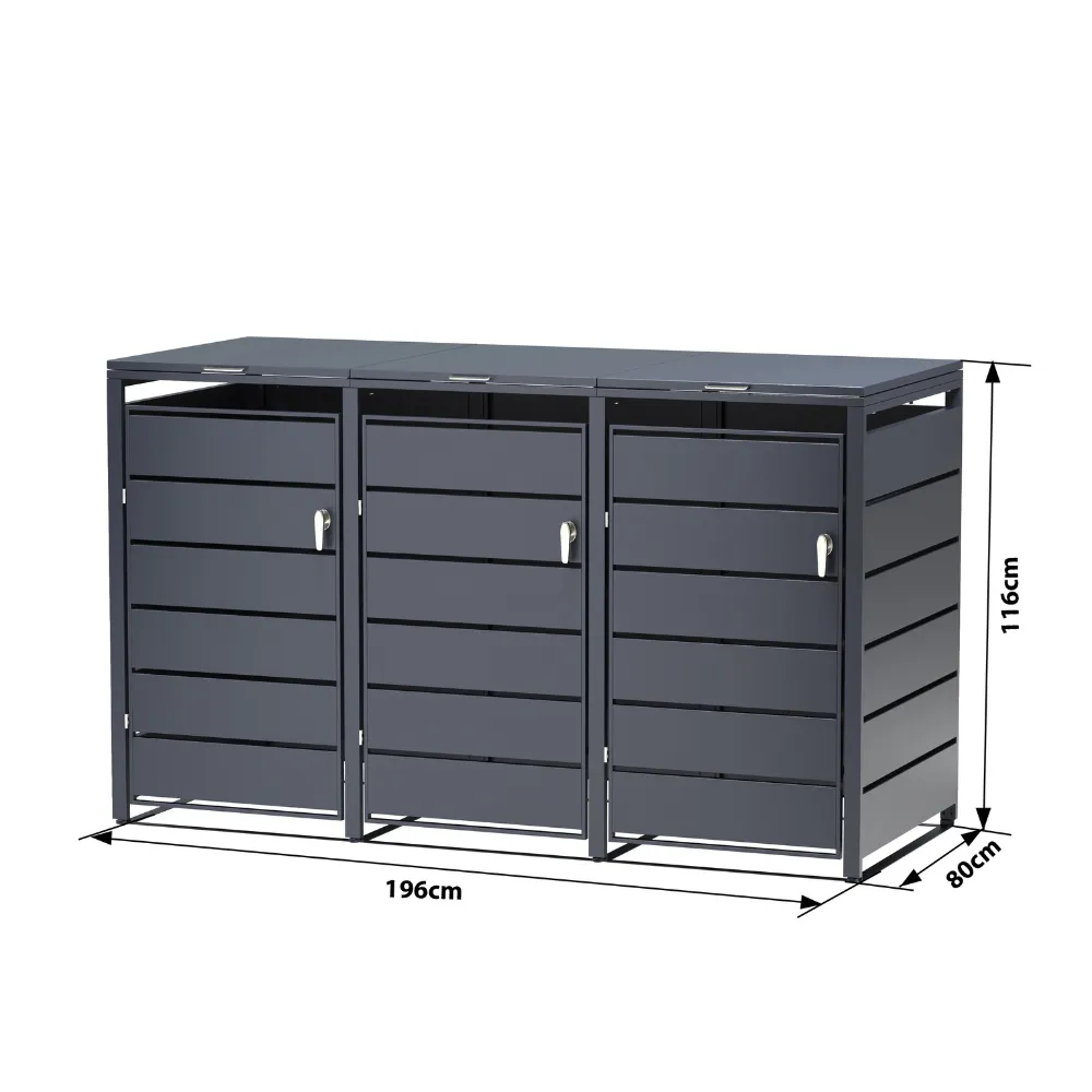 Timbela M802-3K copribidoni acciaio 3x240L antracite