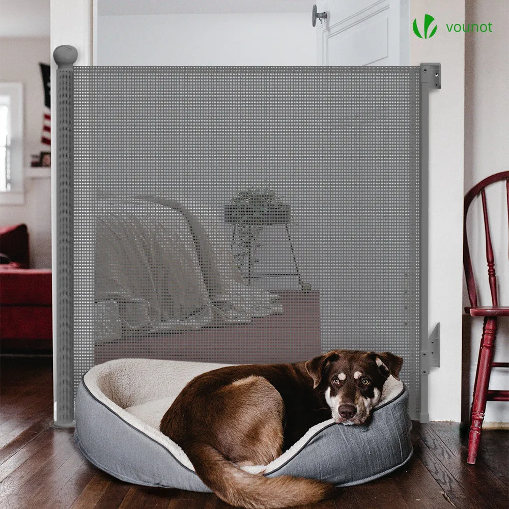 VOUNOT barriera sicurezza retrattile 180x96 cm grigia bambini