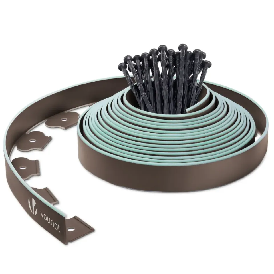 Vounot Bordura Giardino Flessibile 10m Marrone con Picchetti