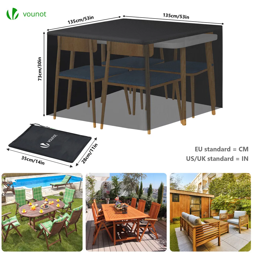 VOUNOT Telo Copertura Giardino Nero 135x135x73cm 420D