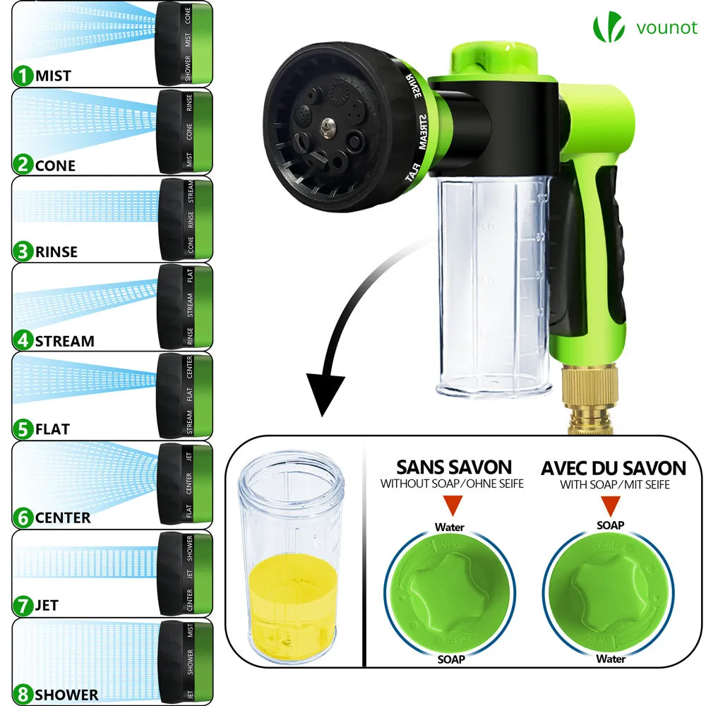 VOUNOT Tubo Giardino Estensibile 30m Nero 8 Getti + Schiuma