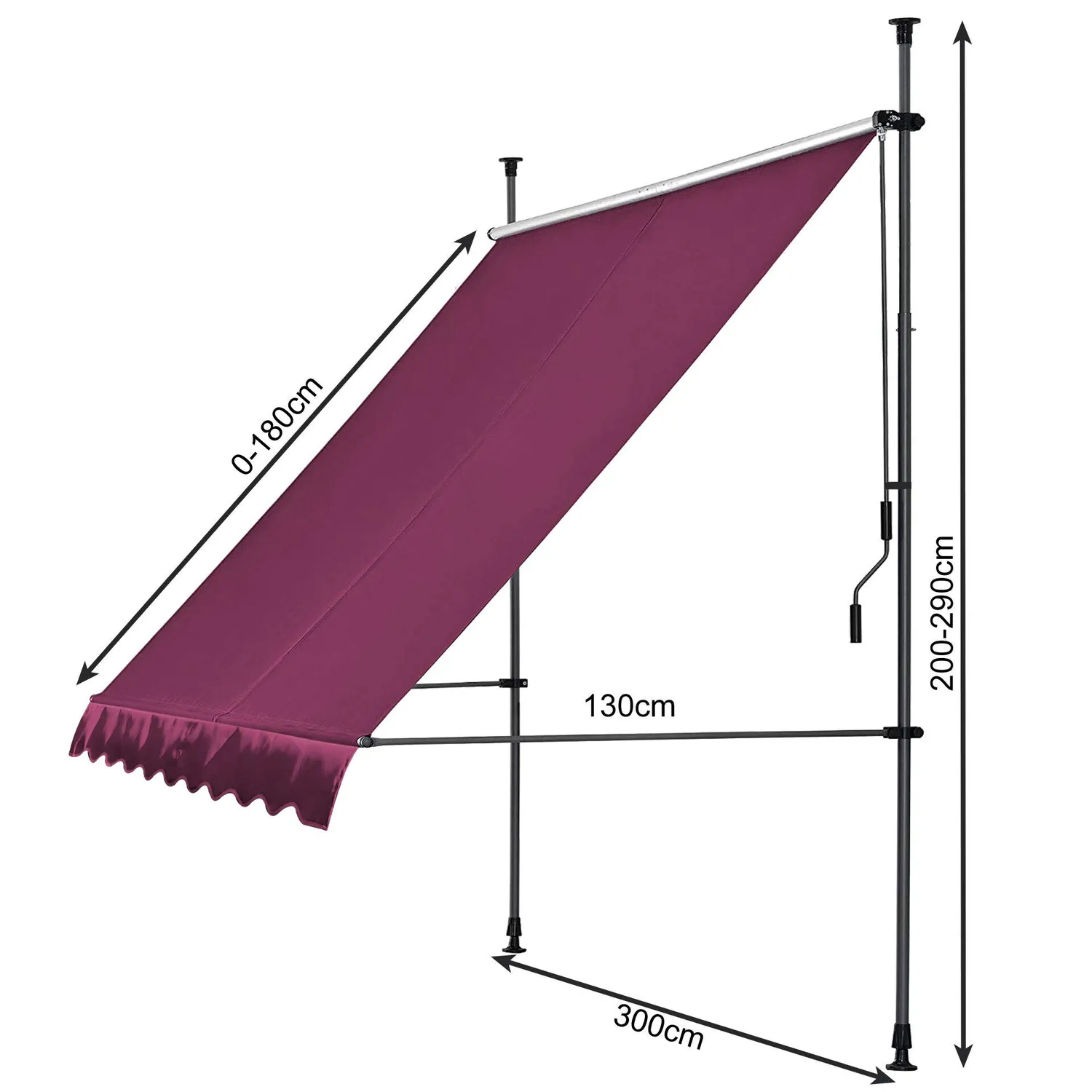 Quick Star tenda a morsetto 300x130 cm bordeaux senza fori