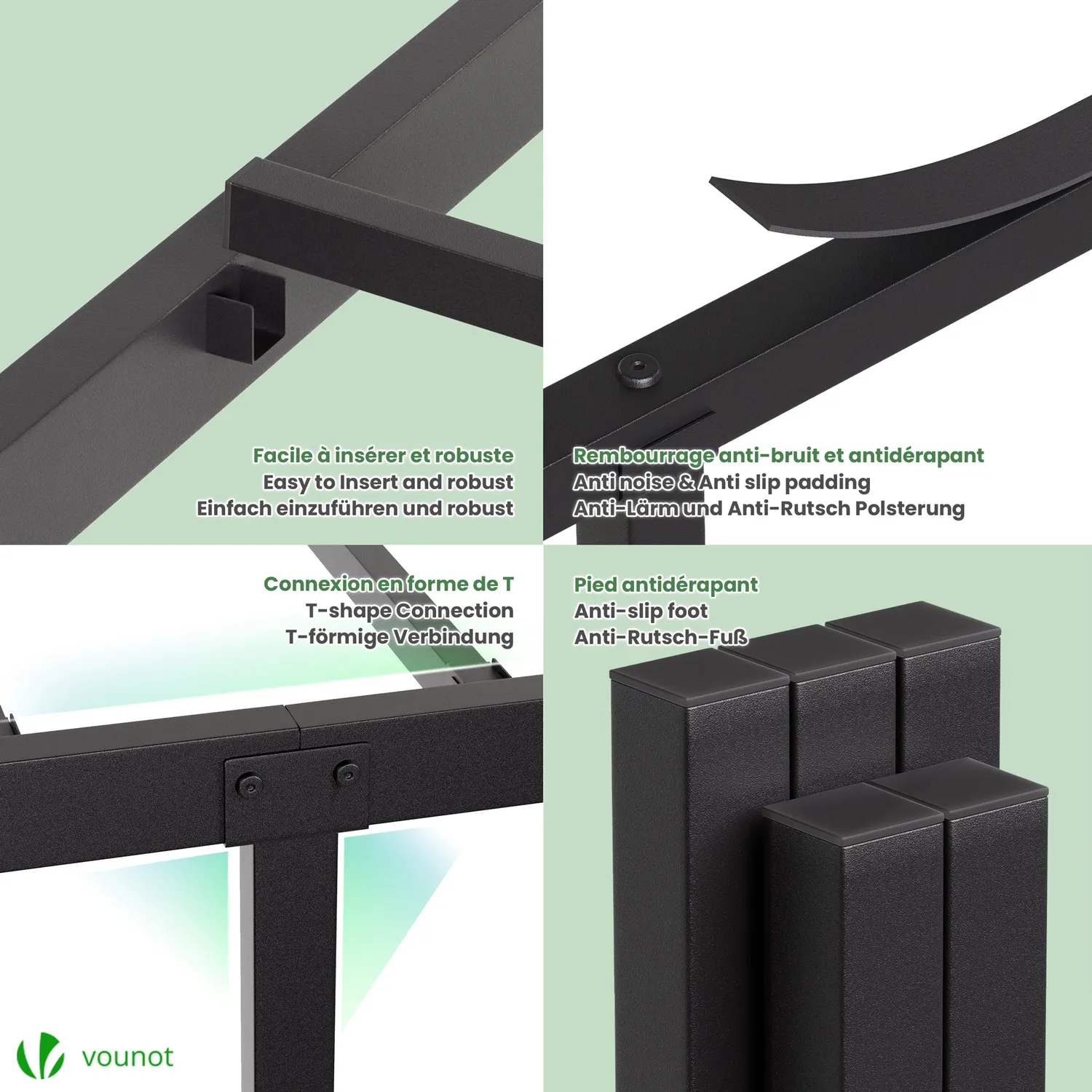 VOUNOT giroletto in metallo nero 140x190 cm altezza 36 cm
