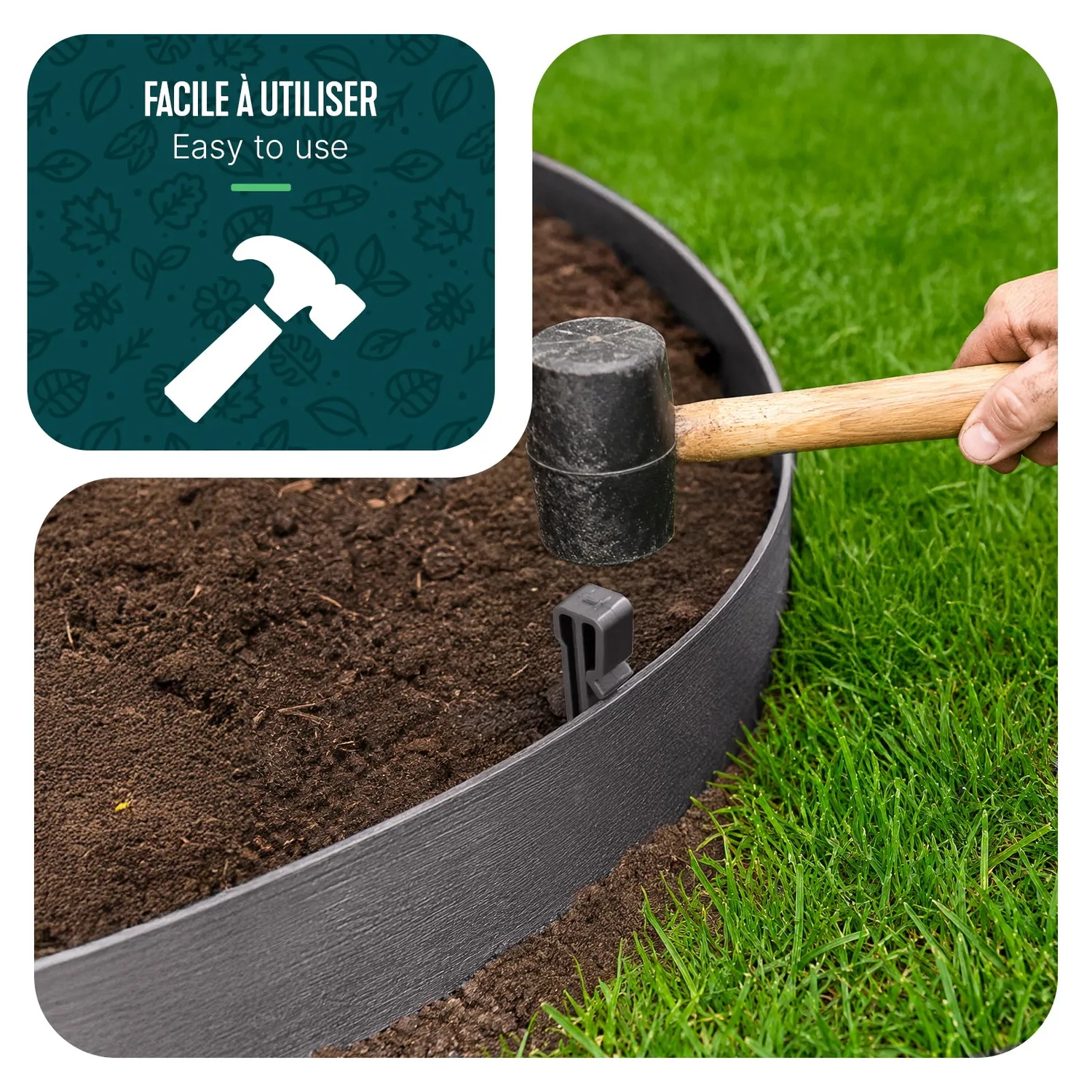 Vounot Bordura Giardino PE 20m Grigia 8 cm