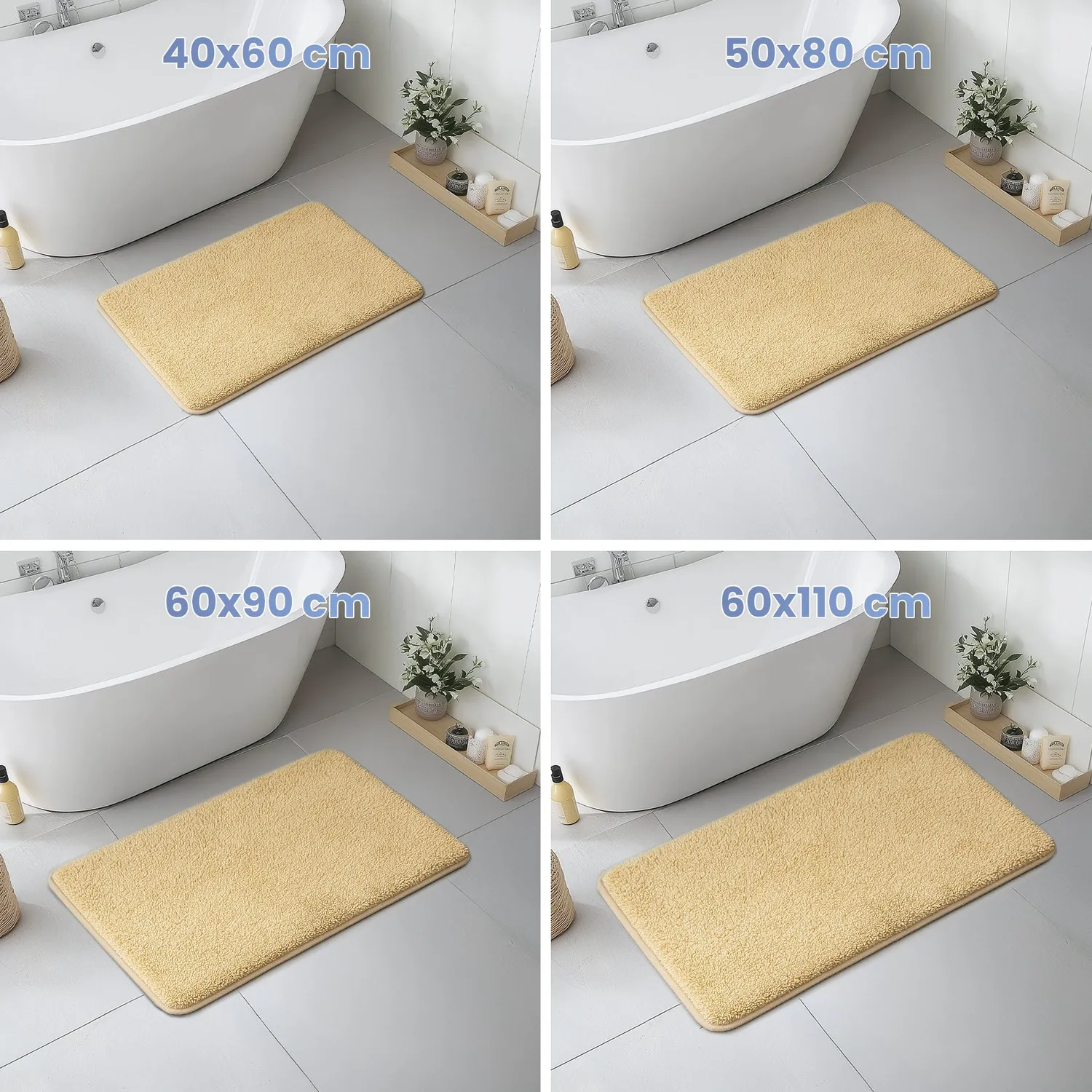 Vounot tappeto bagno antiscivolo microfibra 60x110 cm beige