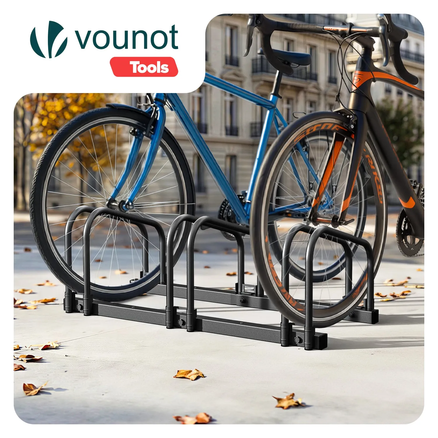 VOUNOT rastrelliera bici 3 posti nero da terra e muro