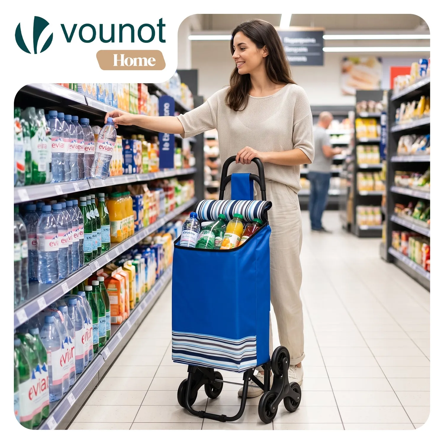 VOUNOT Carrello Spesa Saliscale Blu 32L 30kg