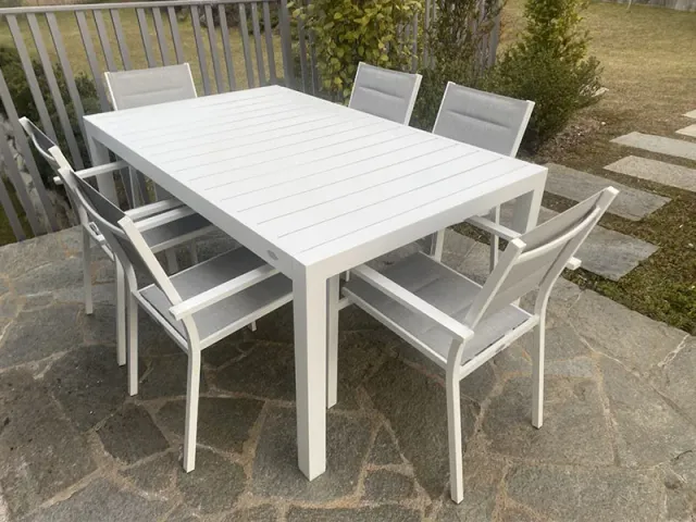 Giardini di Maggio Alissa White set pranzo da esterno allungabile 7 pz