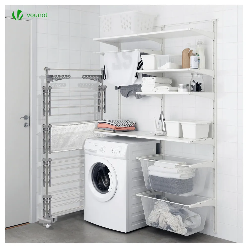 VOUNOT Stendibiancheria ad Ali 4 Livelli 28 m con Ruote e Rete