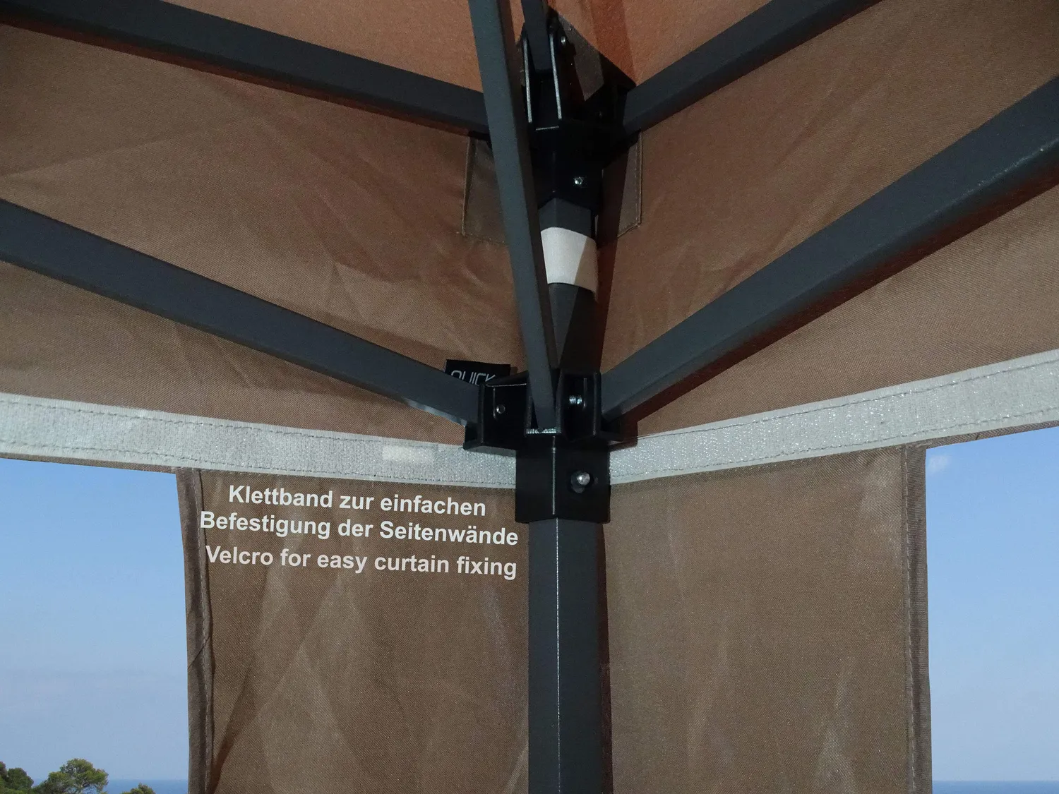 Quick Star 2x2 m Gazebo Pop-Up Beige con 4 Pareti