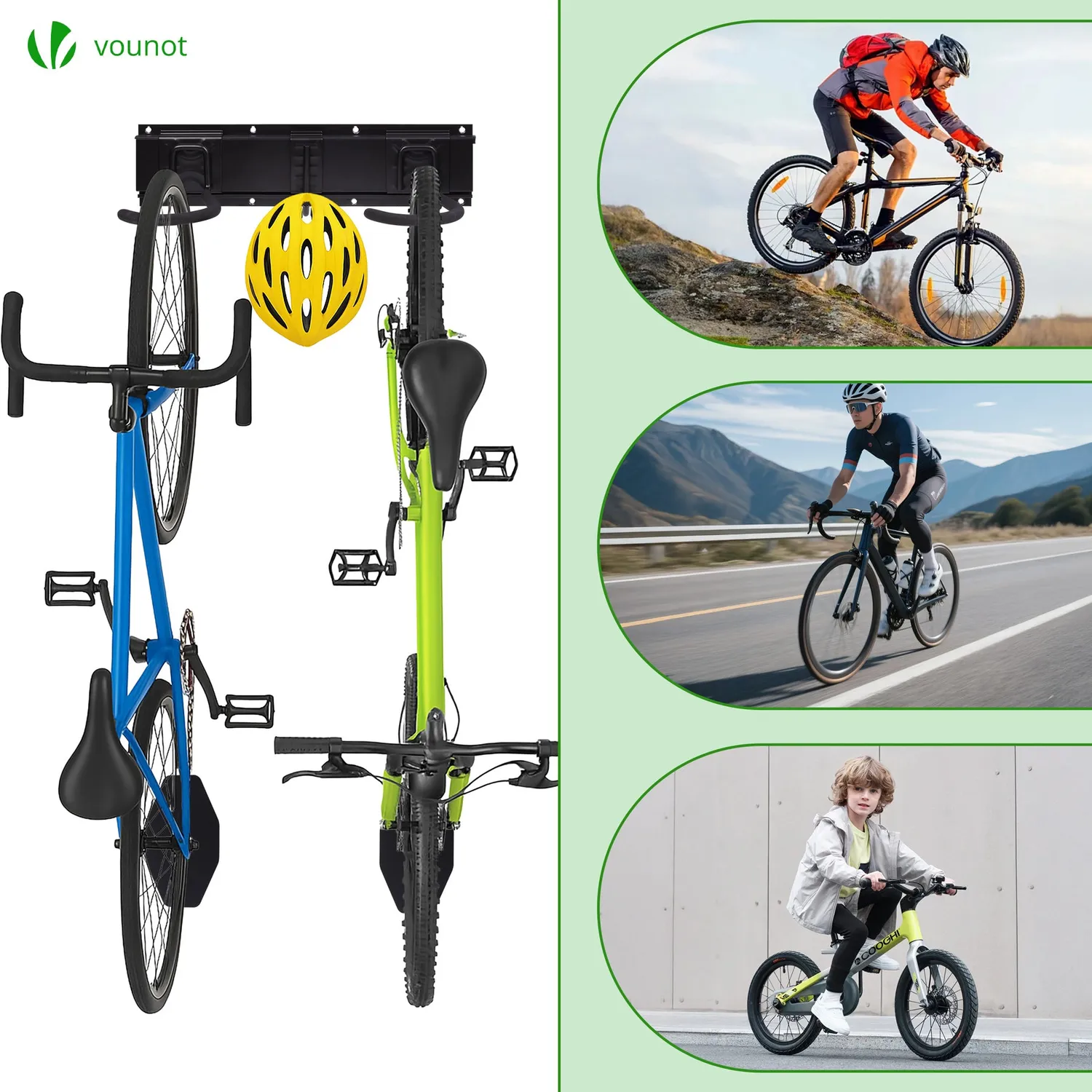 Vounot Supporto Muro Portabici 4 Bici Nero 150 kg
