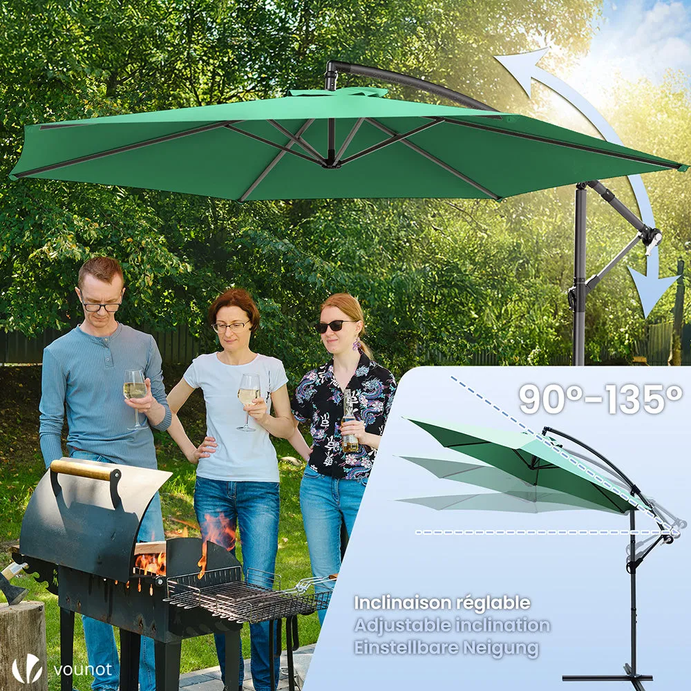 VOUNOT Ombrellone Decentrato 3m Beige Palo Laterale 360°
