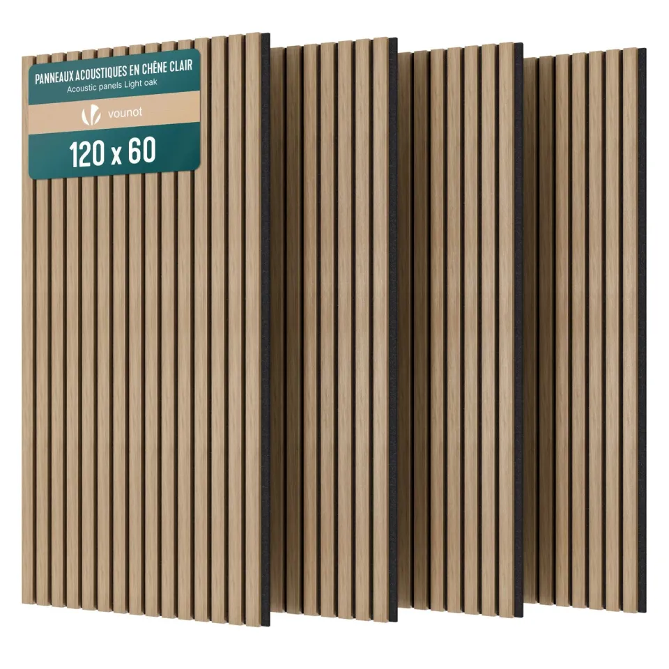 Vounot Pannelli Acustici 120x60cm Rovere Chiaro 4 Pezzi
