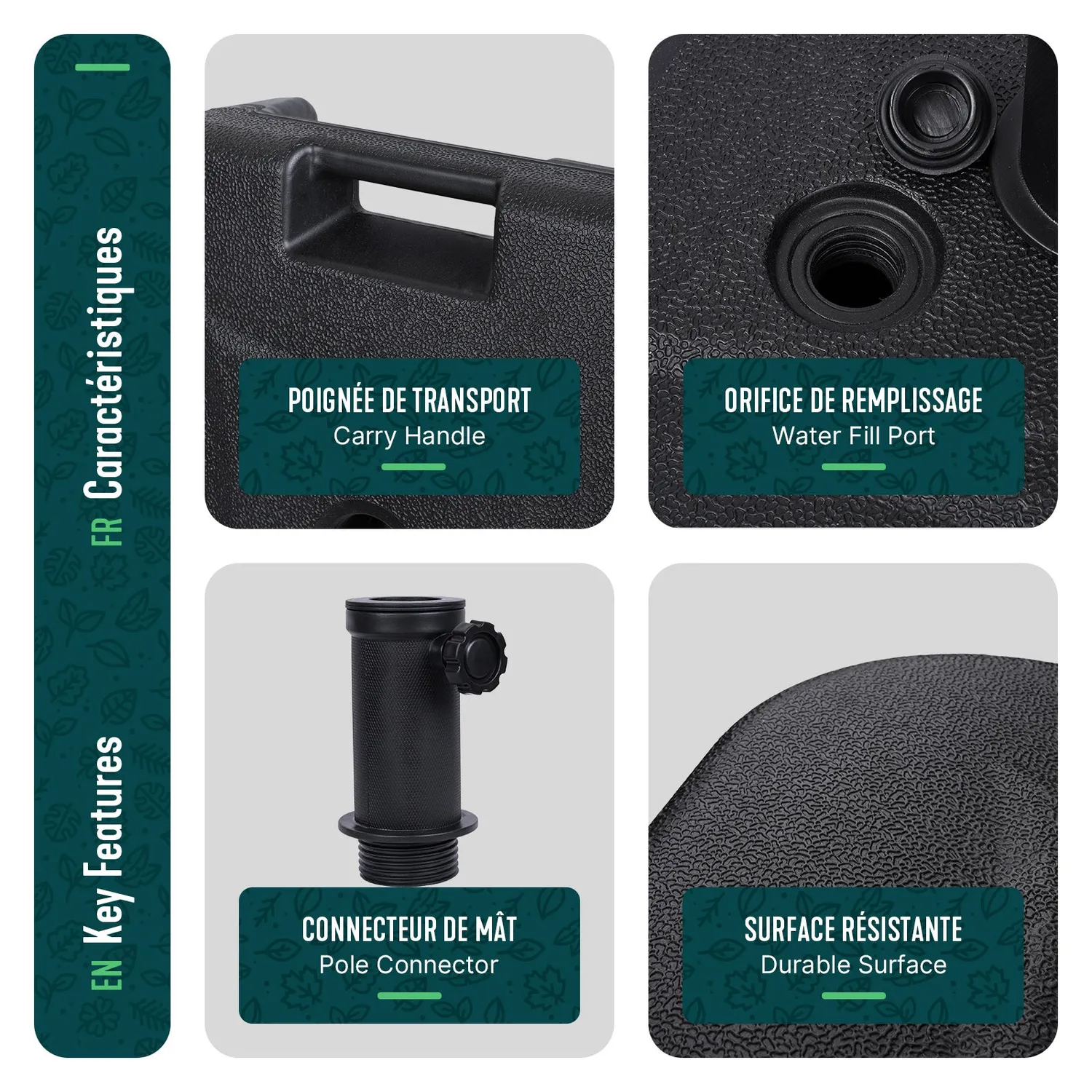 Vounot base ombrellone 22 L nero palo 38/48 mm zavorra