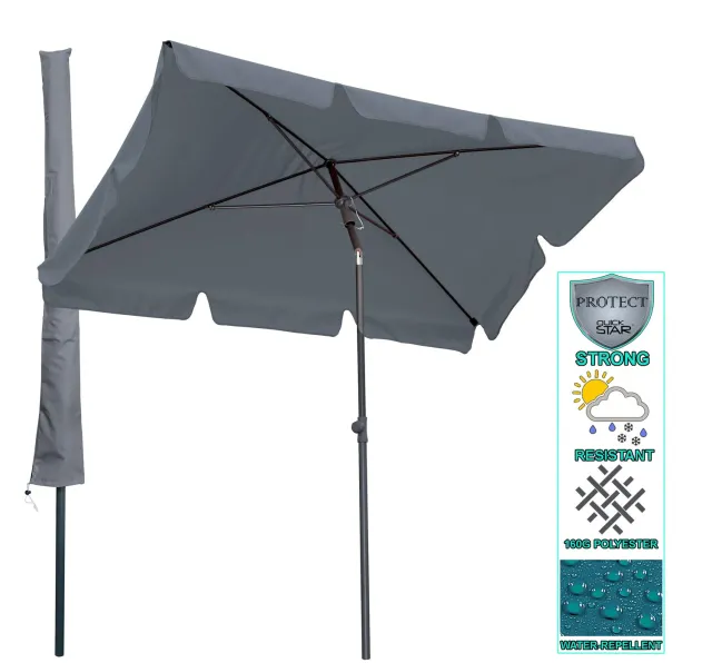 Quick Star ombrellone da balcone 2x1,25 m grigio pieghevole