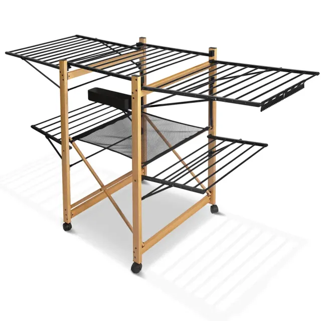 VOUNOT stendibiancheria deluxe nero effetto legno 30m 25kg