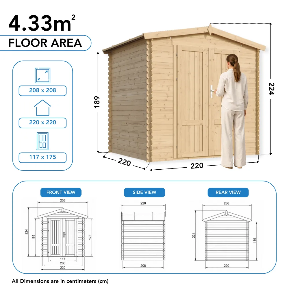 Timbela M369F1 casetta legno 220x220 cm 4 m² pannelli