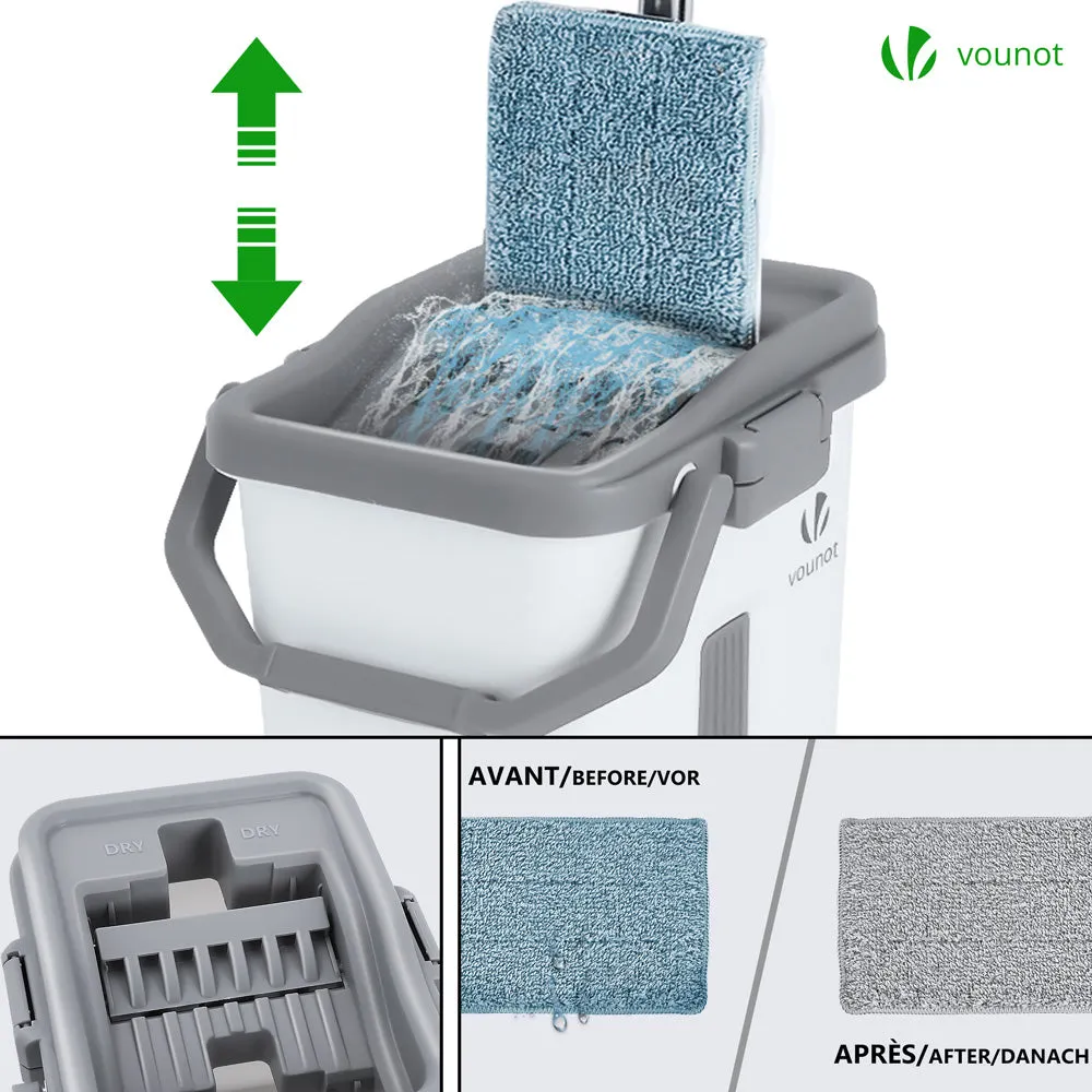 VOUNOT Mocio Piatto con Secchio Strizzatore Bianco 6 Panni