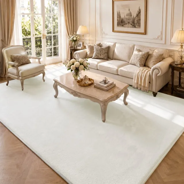 Vounot tappeto salotto pelo raso crema 240x340 cm morbido
